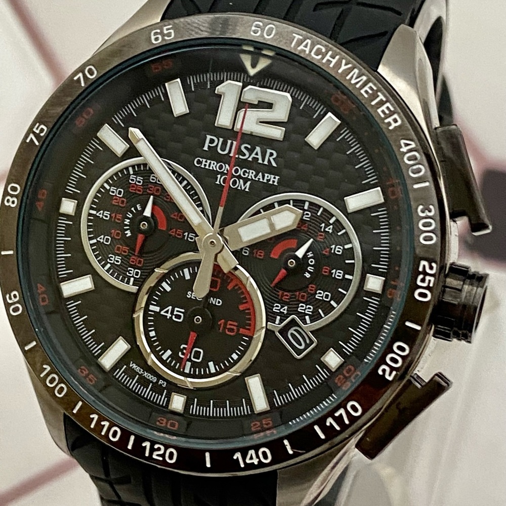 Pulsar Chronograph Tachymeter Racing Watch Tire Tread… Gem
